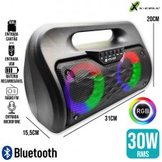 Caixa de Som Bluetooth 30W RGB KTS-1267 X-Cell - Preta